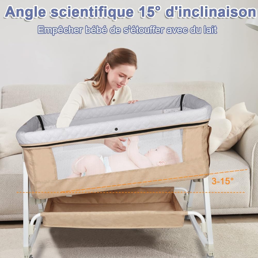 homewell 2 en 1 Lit Cododo Bebe Pliable, Berceau Cododo 0-30 Mois, 6 Réglages de Hauteur, Berceau bé