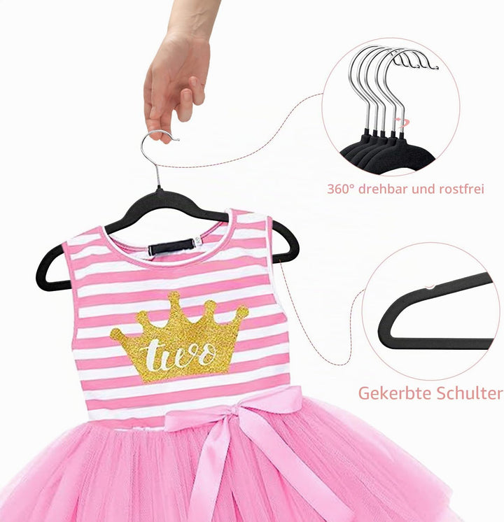 MangoKit 35 cm Samt-Kleiderbügel für Kinder, rutschfeste Kinder-Kleiderbügel, ultraschlanke, 32 Stüc