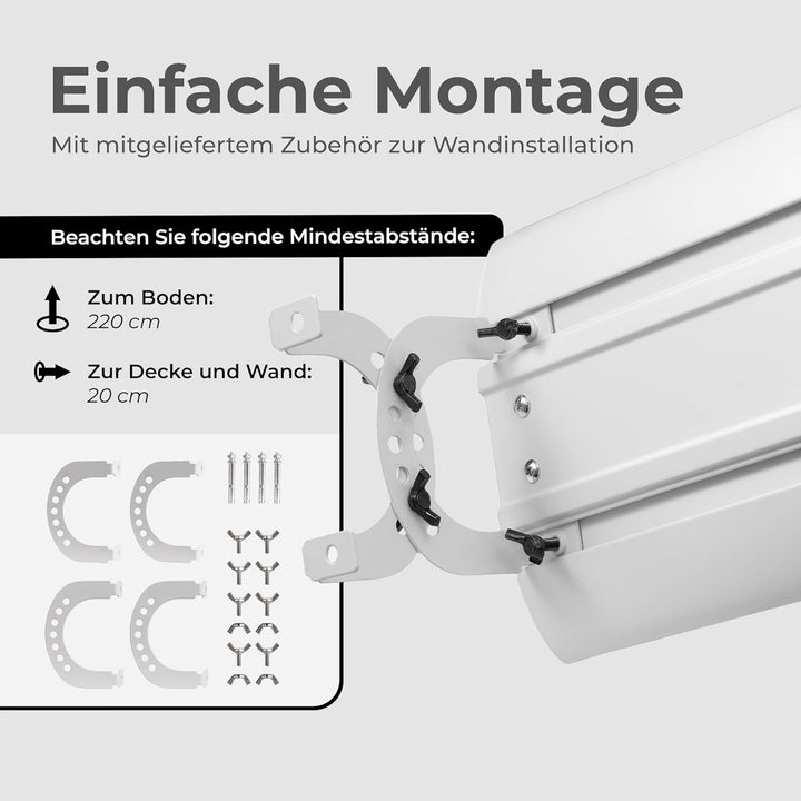 KLAMER Infrarotheizung 2600 W – WLAN Heizstrahler mit App- & Timer, Decken- & Wandmontage, Fenster-o