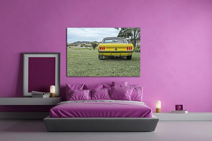 deyoli alter Mustang Format: 80x60 als Leinwand, Motiv fertig gerahmt auf Echtholzrahmen, Hochwertig
