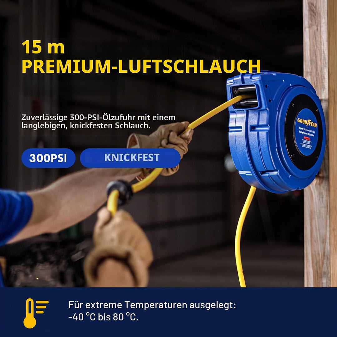Goodyear 27527153g Enclosed einziehbare air Compressor/Wasser schlauchaufroller mit 3/8 in. x 50 ft.