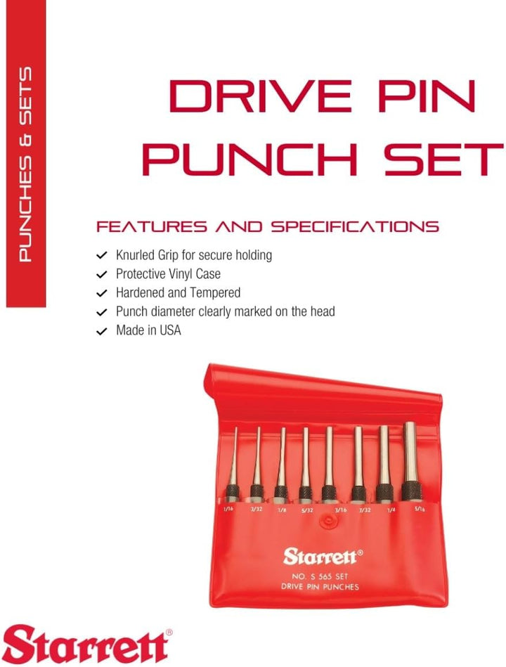 Starrett S565PC Splintenstanzer Set (8-teilig) 8 Piece Set, 8 Piece Set