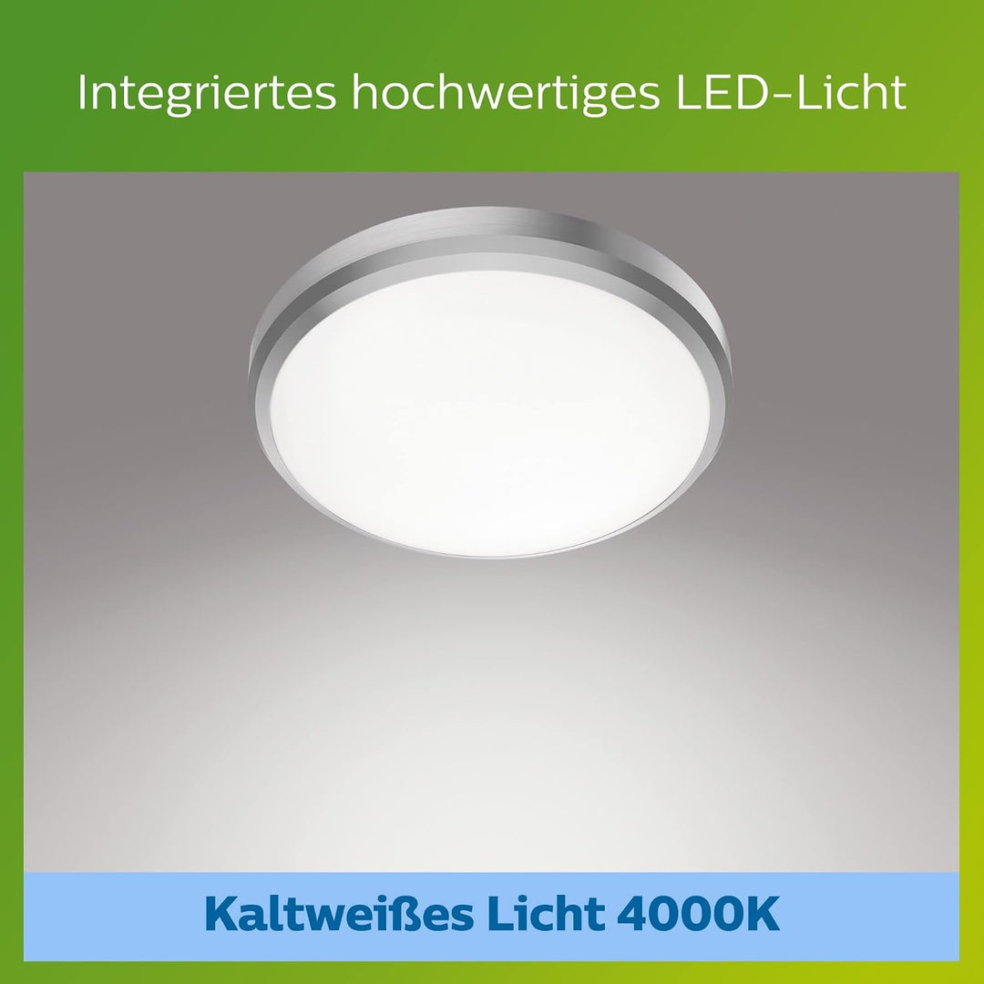 Philips Outdoor LED Deckenleuchte Doris, nickel, 6W, kaltweisses Licht 4.000K, IP54 Schutzklasse, in