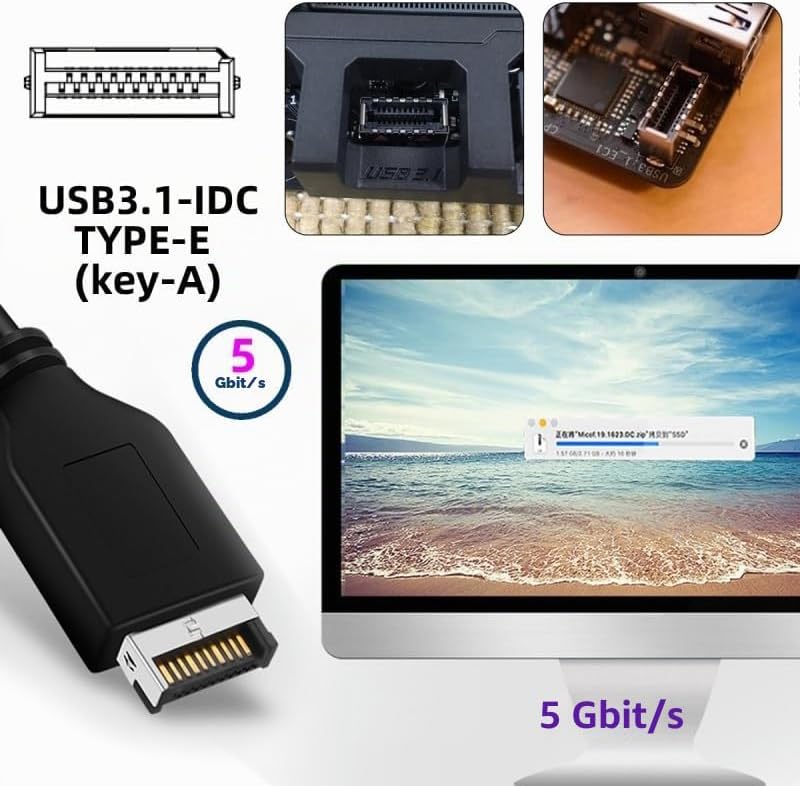 CY Karte Single 19/20Pin Header auf USB 3.0 20Pin &amp; Type-E Dual Ports Buchse PCBA Typ Adapter Splitt