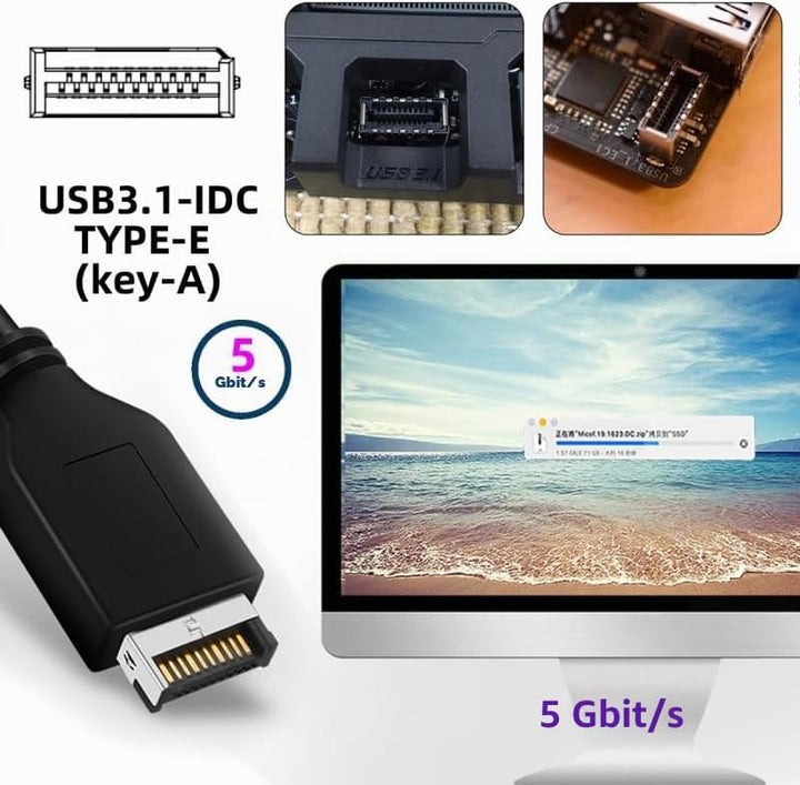 CY Karte Single 19/20Pin Header auf USB 3.0 20Pin &amp; Type-E Dual Ports Buchse PCBA Typ Adapter Splitt