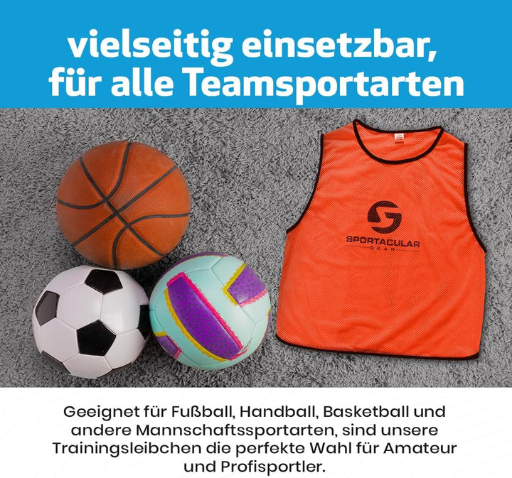 Sportacular Gear 10er Set Trainingsleibchen in versch. Farben und Grössen I Markierungshemden, Hemdc