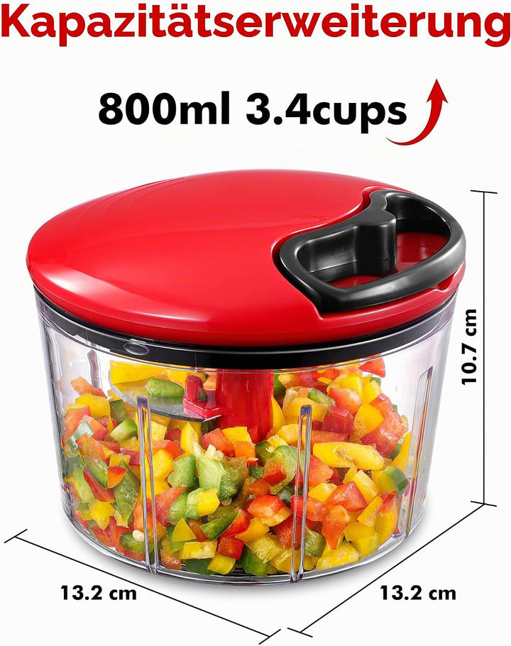 GDL Zwiebelschneider, 800ML Zwiebel Zerkleinerer mit Edelstahlklingen, Multizerkleinerer Gemüseschne
