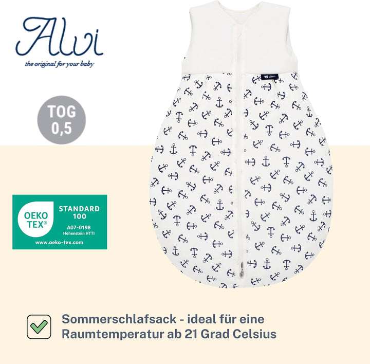 Alvi Schlafsack Baby Mäxchen light I leichter Babyschlafsack ärmellos I Sommerschlafsack Jungen und