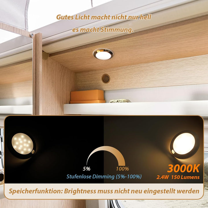 Dream lighting 4er Set 12v LED Lampe Dimmbar Wohnmobil Wohnwagen Boot Innen Deckenlampe Flach mit Me