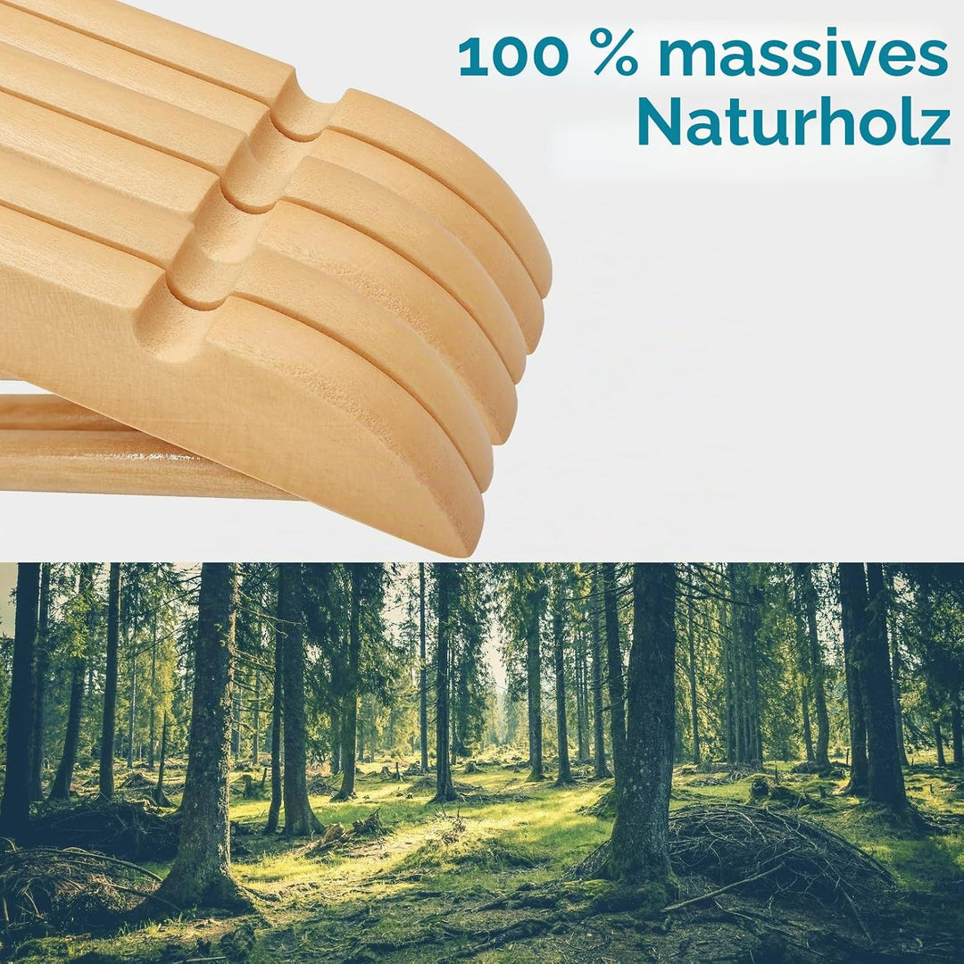 20 Stück Kleiderbügel aus Holz, 360° drehbarer Haken, Anzugshänger mit rutschfesten Kerben, Kleiderh