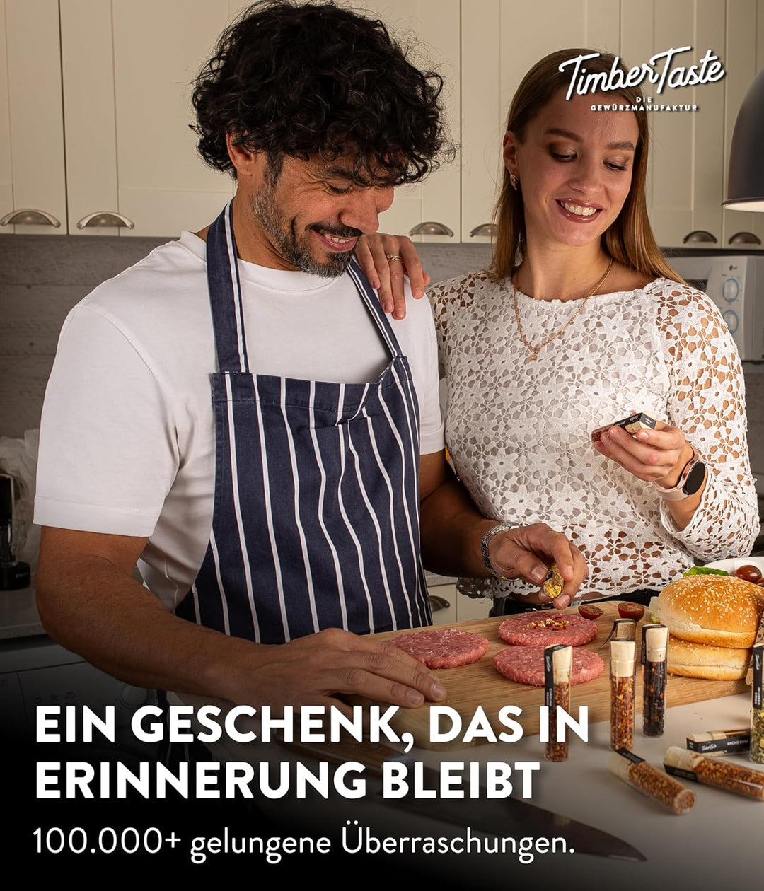 BBQ Grill Gewürz & Grillbrett für Männer [+ PERSONALISIERT] - 5 erlesene Grillgewürze inkl. Rezepte,