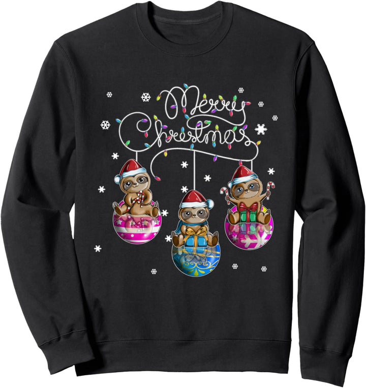 Merry Christmas Faultier Weihnachtkugel Motiv Weihnachtsfest Sweatshirt