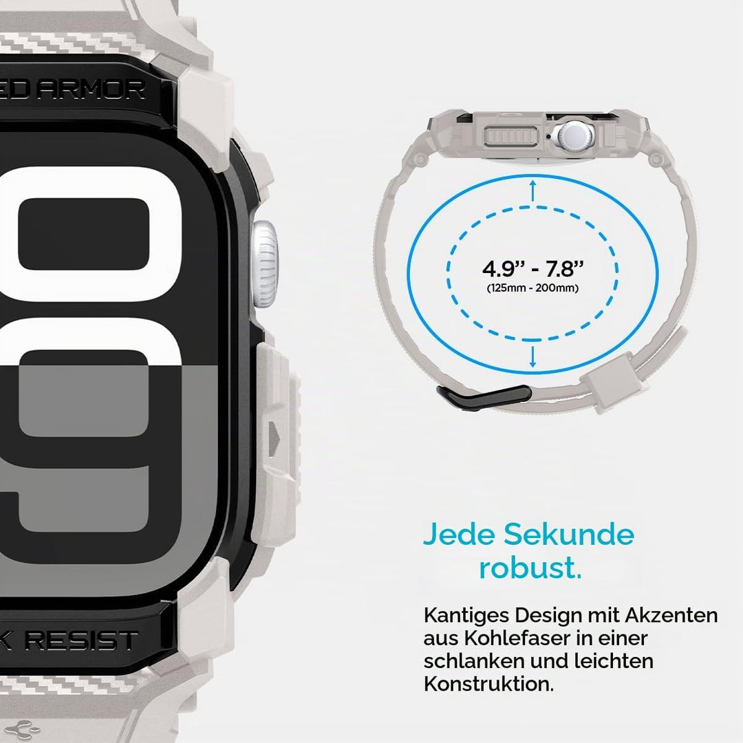 Spigen Rugged Armor Pro Hülle mit Armband Kompatibel mit Apple Watch 11/10 42mm (2025/2024) Dünenbei