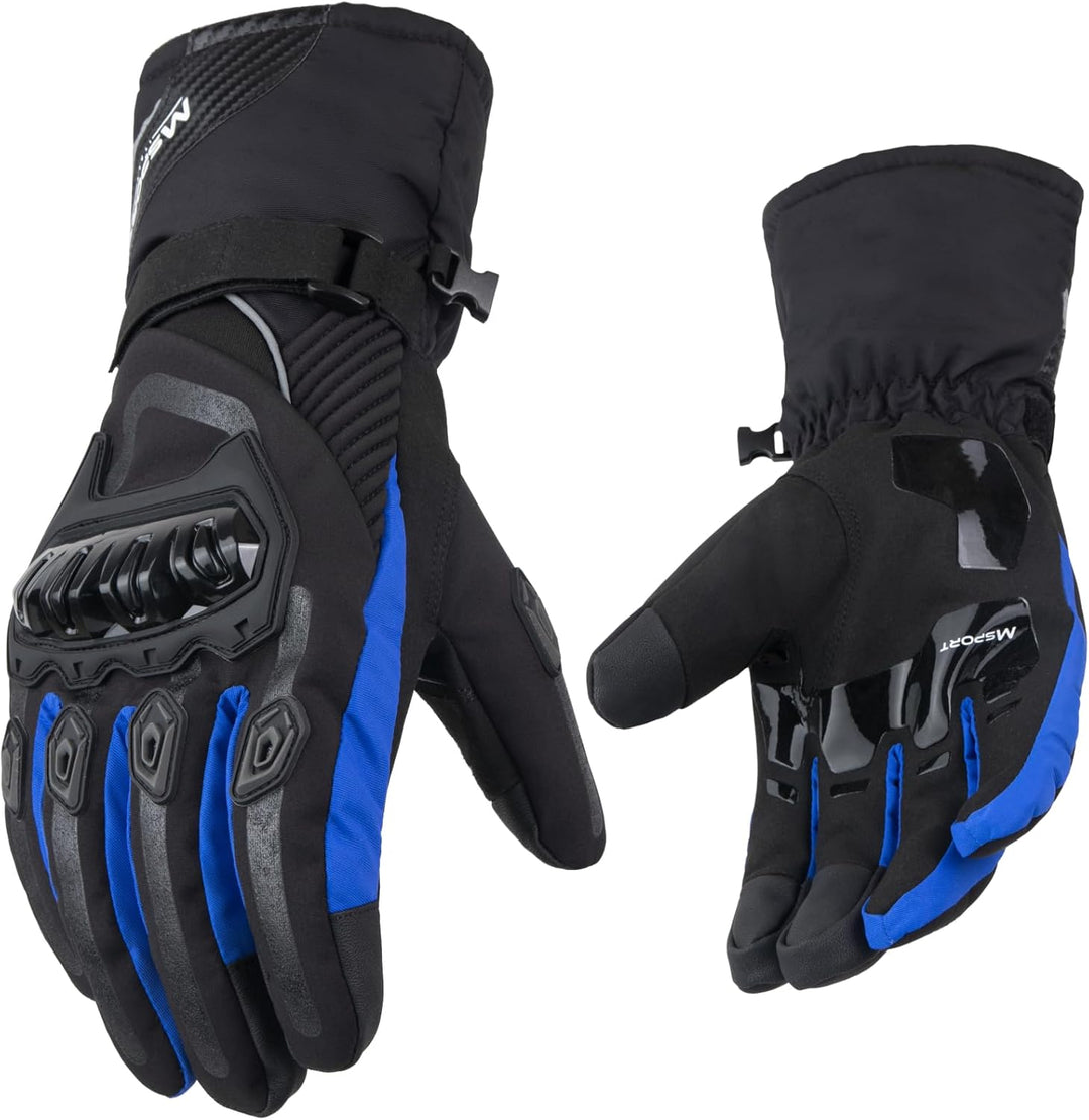 Motorrad Winterhandschuhe 100% wasserdichte Motorradhandschuhe rutschfeste Touchscreen Blau M, Blau