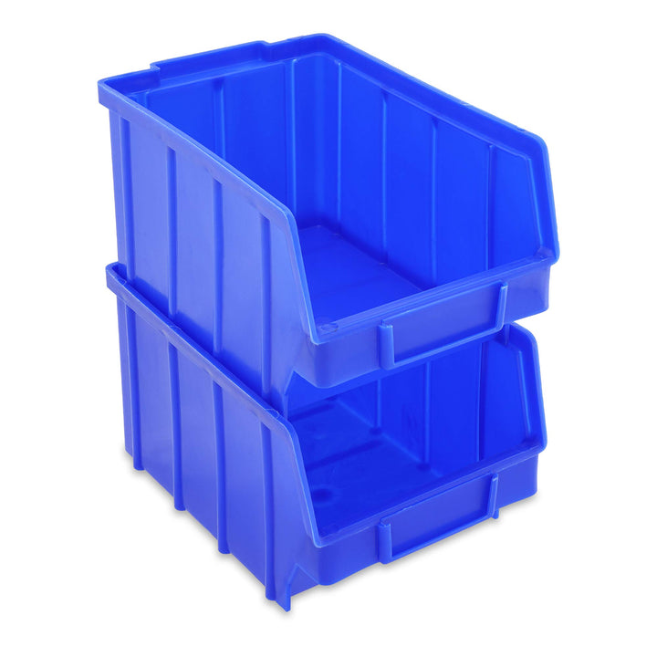 S&S-Shop 26 Stapelboxen Blau Gr.3 | aus hochwertigem Kunststoff | mit Schildcheneinschub | Lagerkist