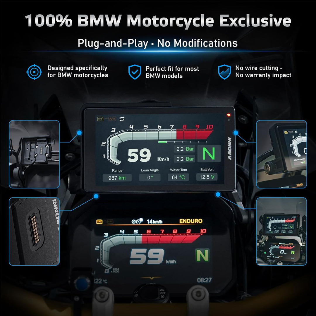 INNOVV N2 Wireless CarPlay & Android Auto for BMW Motorcycle - 6.5-inch Display, IP67 Weatherproof,