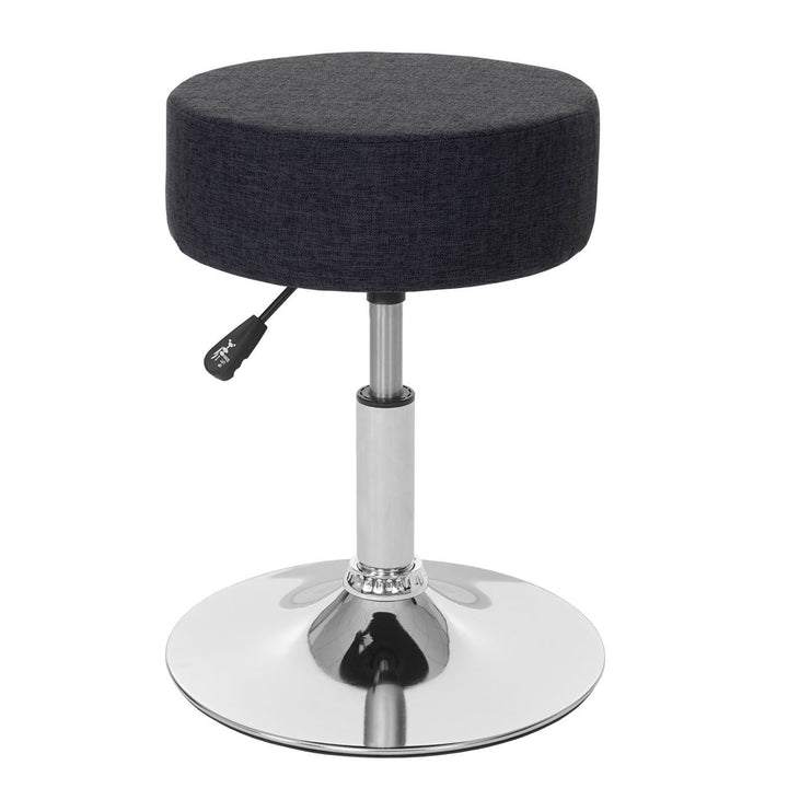Mendler Hocker HWC-C22, Sitzhocker Schminkhocker, höhenverstellbar Ø 35cm - Textil, dunkelgrau