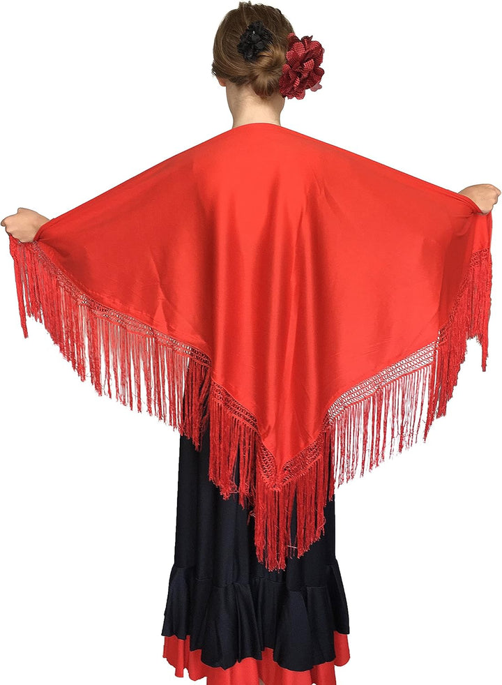 La Senorita Spanischer Manton Tuch Schal Rot, Rot