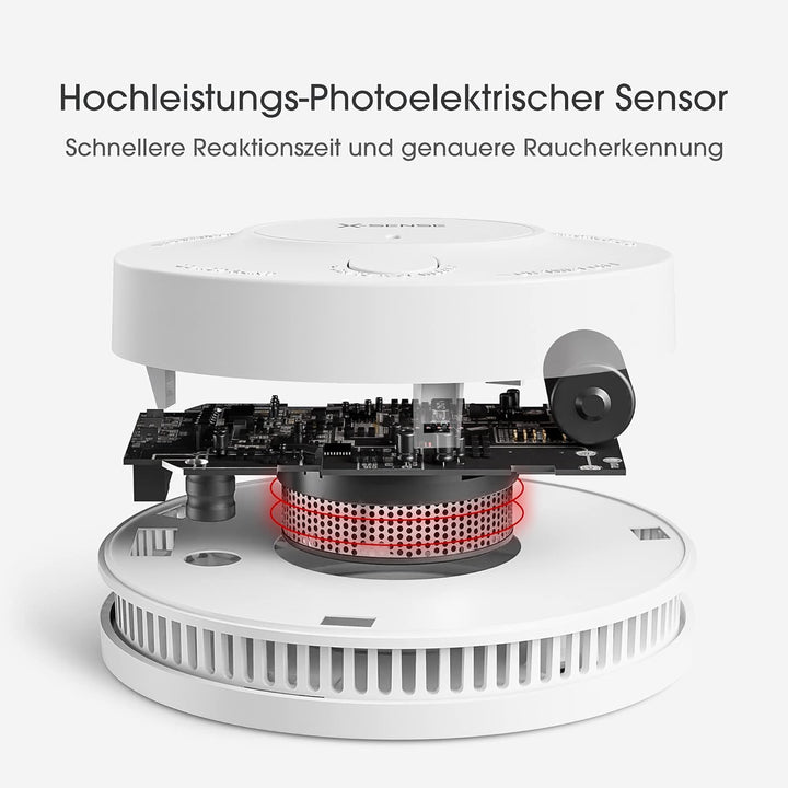 X-Sense Verbesserter Rauchmelder 10 Jahre Batterie, Feuermelder mit fotoelektrischem Sensor, TÜV und
