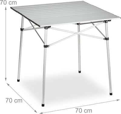 Relaxdays Klapptisch, klappbarer Camping Tisch, HBT: 70 x 70 x 70 cm, Aluminium, Faltbarer Multifunk