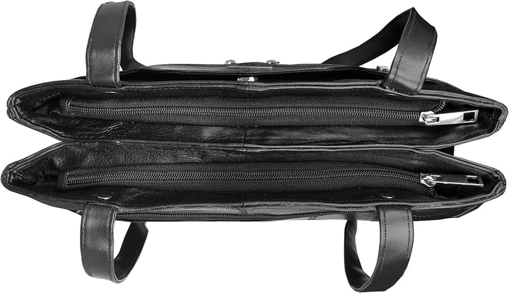 Quenchy London QL172M Damen-Designer-Umhängetasche aus echtem Leder, mit 9 Taschen, inkl. Schirmfach