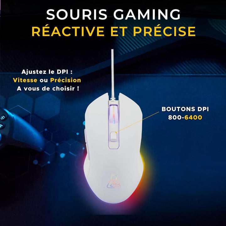 Confezione 2 In 1 - The G-Lab - Hydrogen Combo - Tastiera Azerty - Mouse Cablato - Bianco/grigio wei