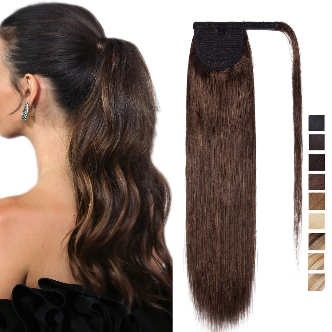 SEGO Ponytail Pferdeschwanz Haarteil Echthaar Zopf Extensions Haarverlängerung Clip in Pony Remy Hai
