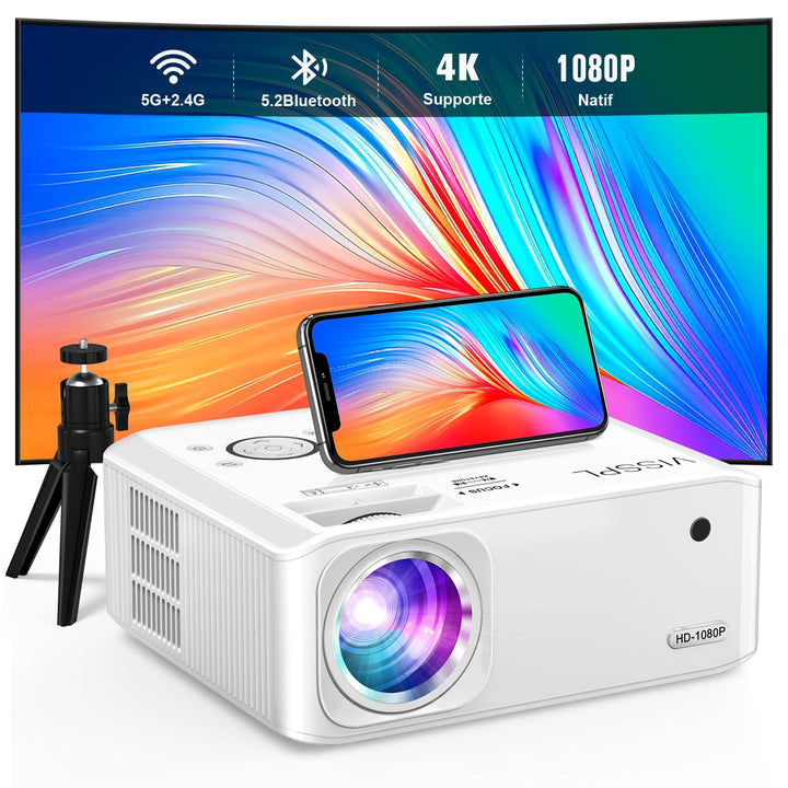 Beamer [Elektrische Keystone 6D/4P] Beamer 4K Heimkino 26000 Lumen, VISSPL Full HD 1080P WiFi Blueto