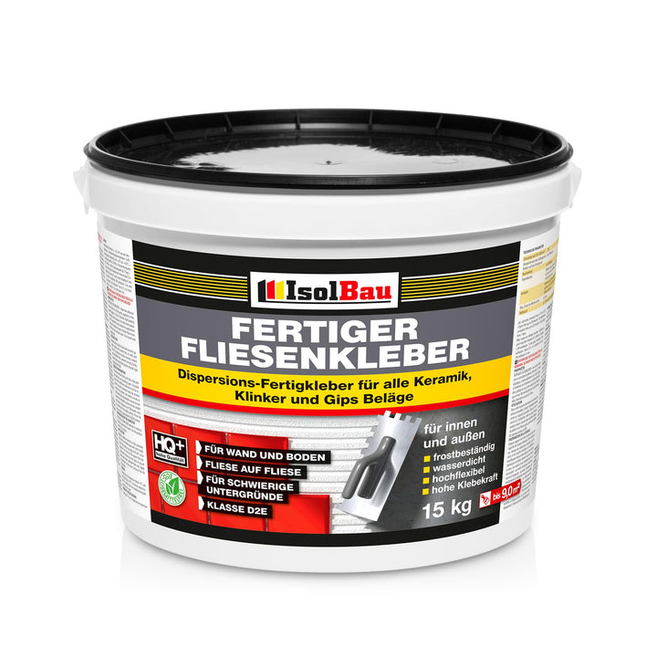 Isolbau Fertig-Fliesenkleber - 15 kg Eimer Dispersionskleber für Fliesen auf Wand & Boden im Innen-