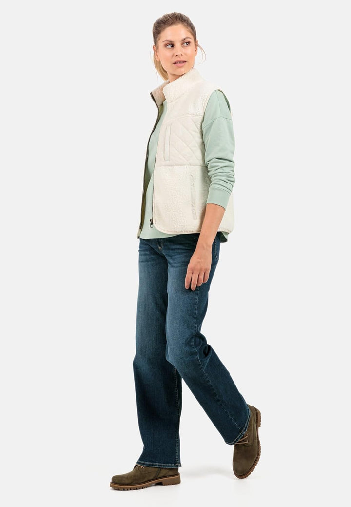 camel active Damen Teddy Weste mit Stehkragen XXL Weiss, XXL Weiß