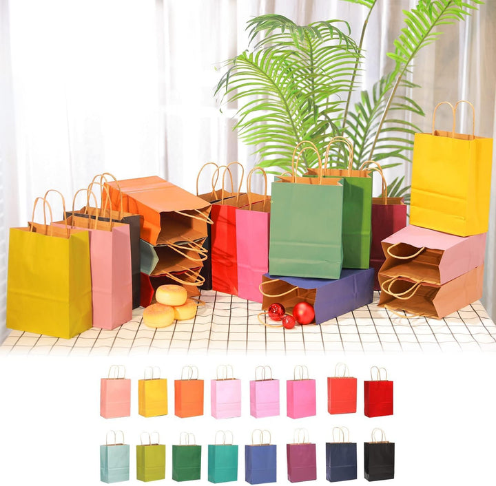 Gcardist 100 Stück Mittlere-Geschenktüten aus Papier mit Henkeln–10.6"×8.3"×4.3" Party-Tüten aus Kra