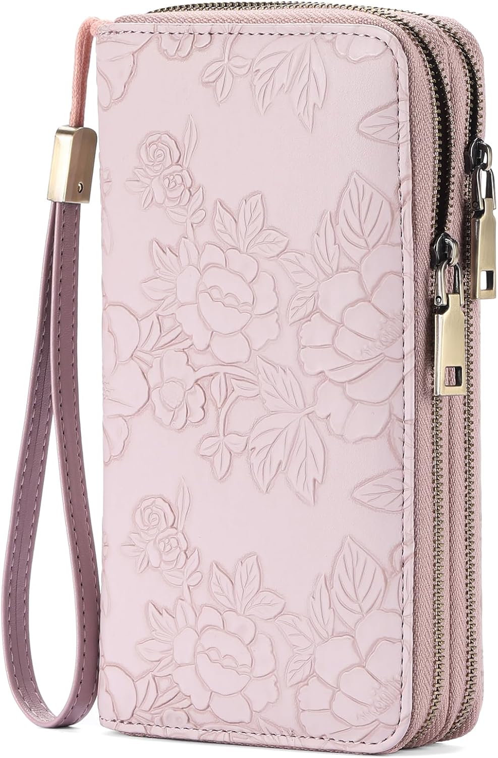 GAEKEAO Damen Geldbörse Gross aus Veganem Leder Mit Doppel Reissverschluss, RFID Schutz Clutch Geldb