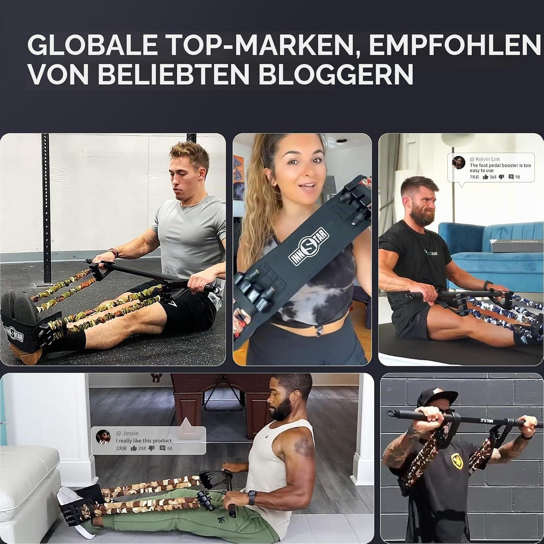 INNSTAR Tragbares Bankdrücken Widerstandsbänder, Verstellbare Bench Press Bands mit 91cm Fitness Sta