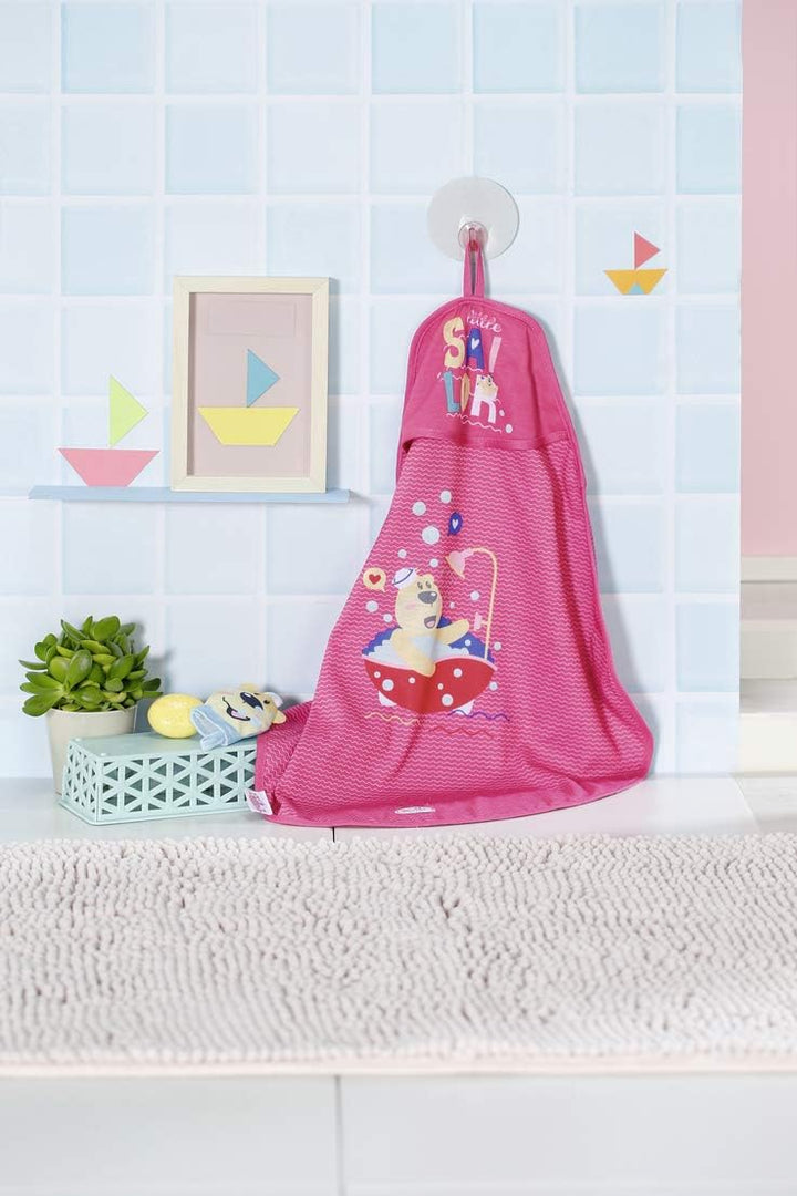 BABY born Bath, Puppenzubehör fürs Bad mit Kapuzenhandtuch, Schwamm und Waschlappen, für 43 cm Puppe