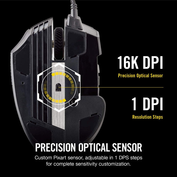 Corsair, USB, Scimitar Pro RGB – MMO Gaming Maus – 16.000 DPI optischer Sensor – 12 programmierbare