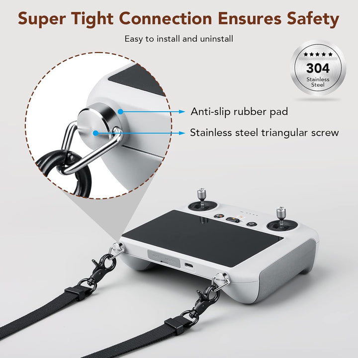 Lykus Gurt/Schlüsselband/Strap/Lanyard für DJI RC/RC 2/RC Pro/RC Plus, schwarzer Riemen, Dreieckige
