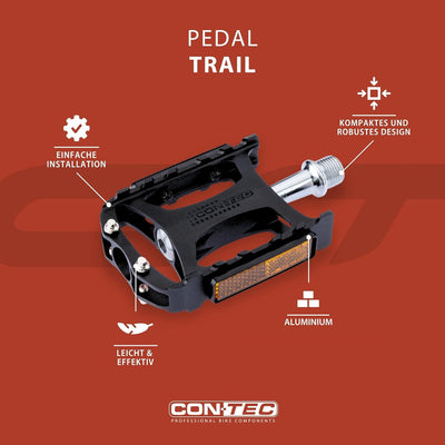 Contec Fahrrad Pedale Trail Alu MTB Freeride CNC CrMo Achse Pins 416g, Trail