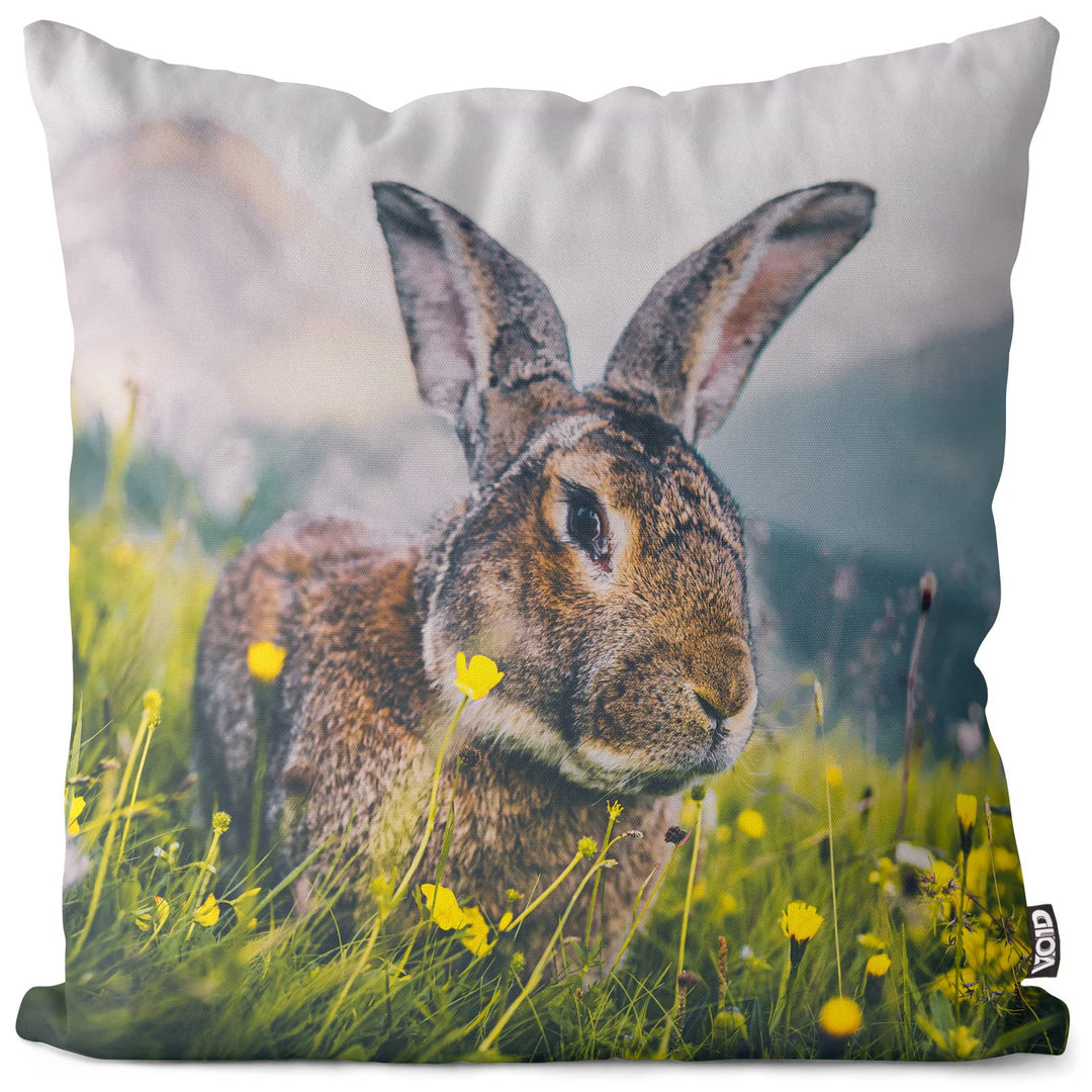 VOID Hase Berglandschaft Kissenbezug 50x50 Kissenhülle Polyester Zierkissen Couchkissen Ostern Oster
