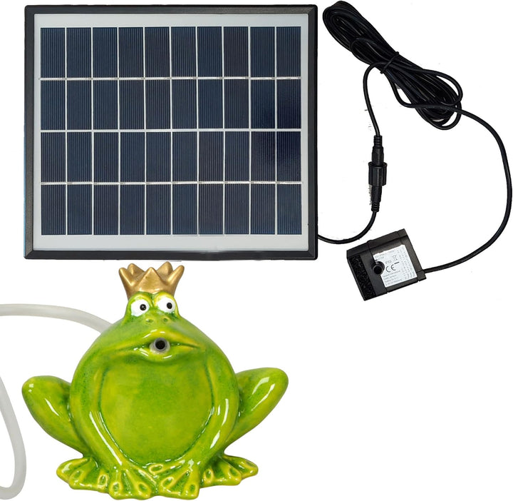Wasserspeier Solar mit Akku Frosch 12cm Laufzeit ohne Sonne 4 - 5 Stunden