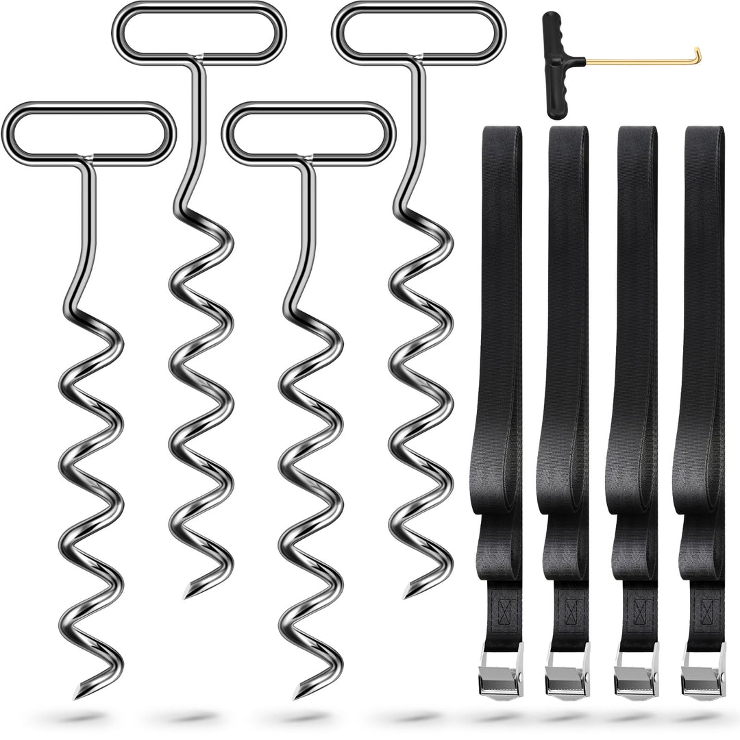 Bodenanker für Trampolin Erdanker, 4 Pack with Adjustable Straps Für Trampolin Outdoor, Schaukel, Pa