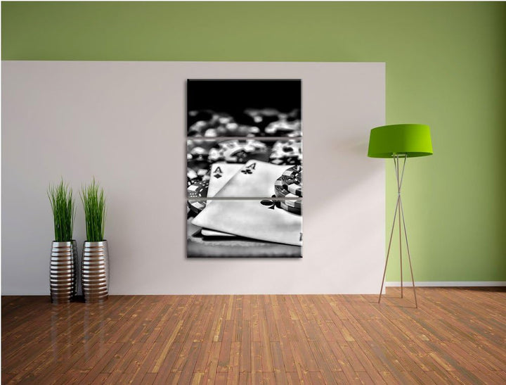 Pixxprint Spielkarten als Leinwandbild | Grösse: 3 Teilig (120x80) | Wandbild| Kunstdruck | fertig b