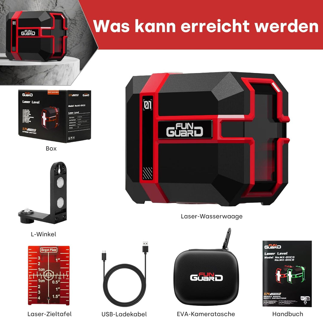 Kreuzlinienlaser 360° Roter 35M Selbstnivellierend Laser Wasserwaage Dual-Lasermodul, Linienlaser 3