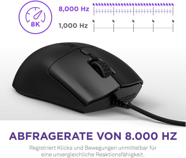 NZXT Lift 2 Ergo | Leichte ergonomische kabelgebundene Gaming-Maus | Leichte 61-g-Konstruktion | 8K-