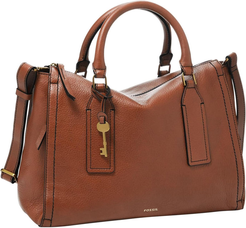 Fossil Damen Parker Eco Leder Schulranzen, 33cm L x 14cm B x 24.5cm H Brown, Brown