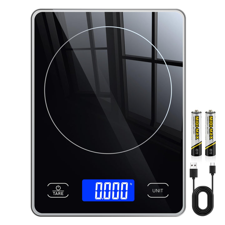 Küchenwaage Digital mit 15 kg Tragkraft, 5 Einheiten in g/ml/fl'oz, Präzise Waage Küche mit Grossem