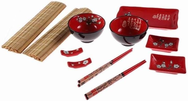 Lachineuse Set Ambiente japanische Mahlzeiten Rot,schwarz,weiss, Rot,schwarz,weiss