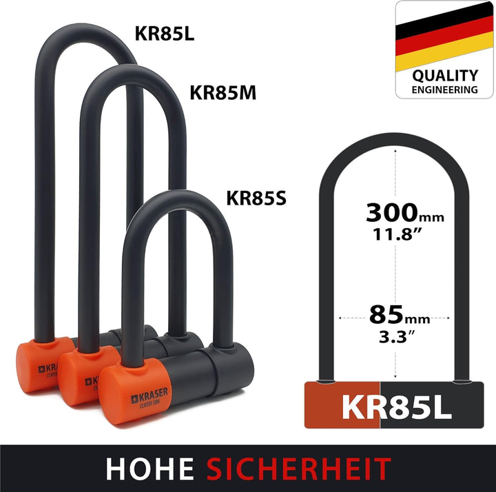KRASER KR85L Anti-Diebstahl Motorrad Fahrradschloss Bügelschloss Vorhängeschloss U Homologiert SRA-S