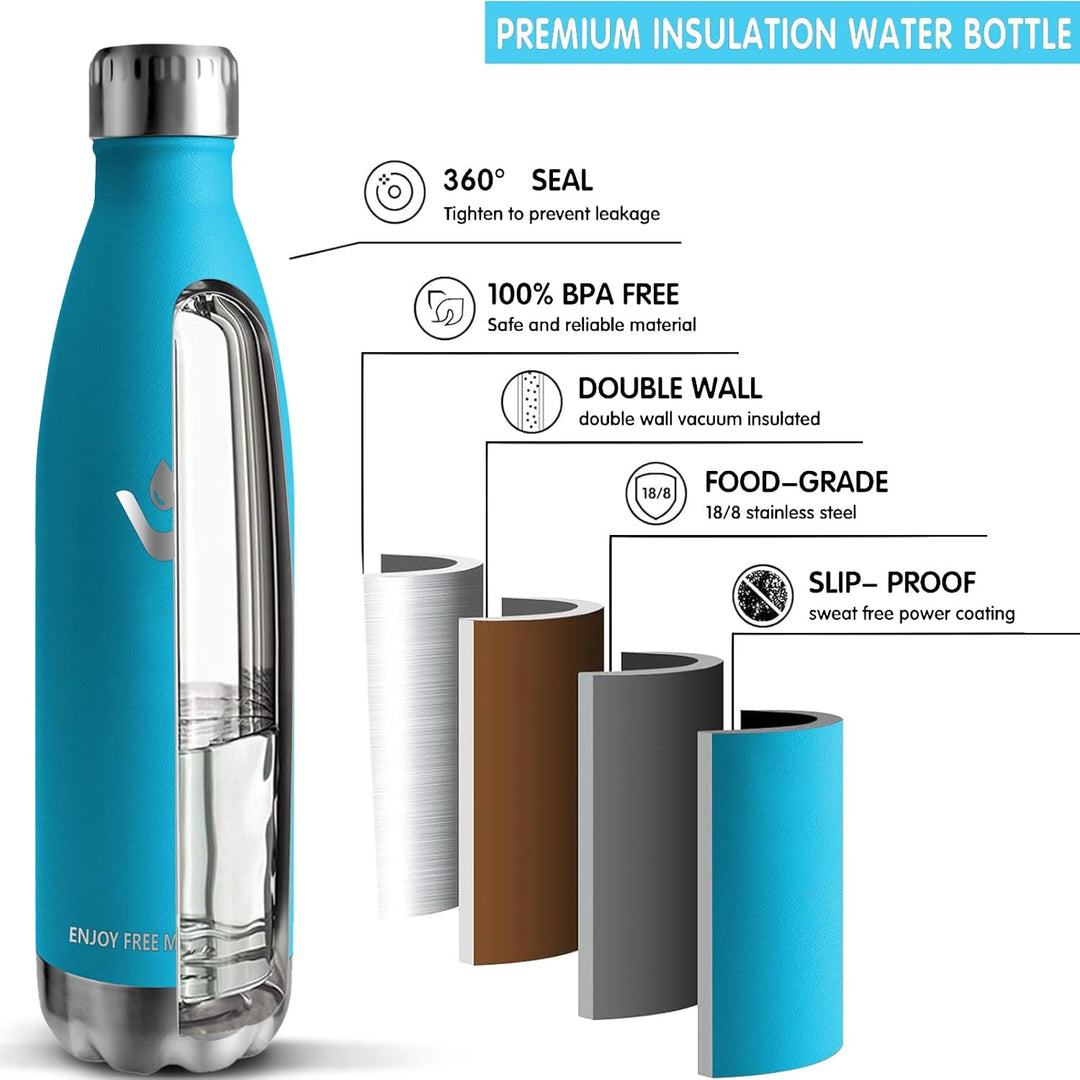 Trinkflasche Edelstahl, Trinkflasche 750ml, BPA-freie, Trinkflasche Auslaufsicher, 24h Kalt &amp; 12h Wa