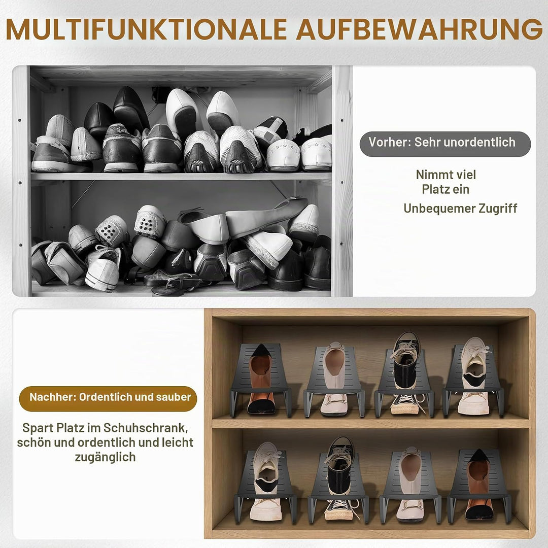 NAIZY Schuhstapler 10 Stück Schuhorganizer PP-Kunststoff Anti Rutsch Schuhregal Doppelschicht Stapel