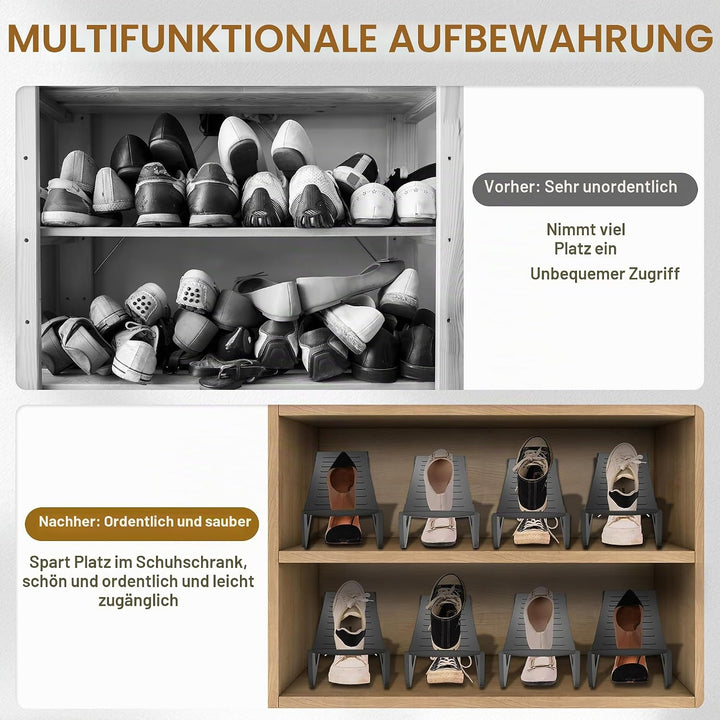 NAIZY Schuhstapler 10 Stück Schuhorganizer PP-Kunststoff Anti Rutsch Schuhregal Doppelschicht Stapel